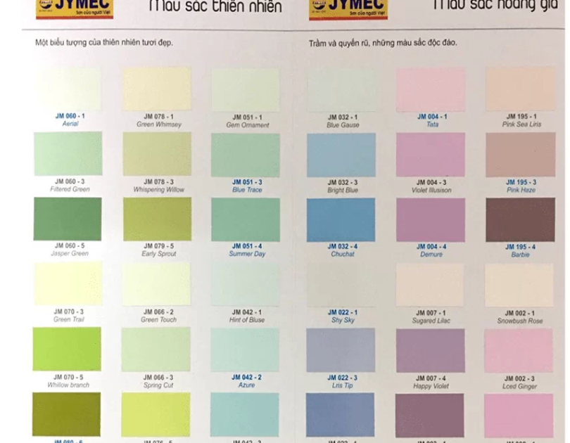 Bảng màu sơn ngoại thất JYMEC chính hãng